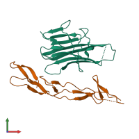 PDB entry 3mi8 coloured by chain, front view.