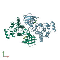 PDB entry 3miy coloured by chain, front view.