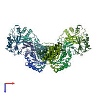 PDB entry 3mjz coloured by chain, top view.