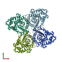 PDB entry 3mmt coloured by chain, front view.