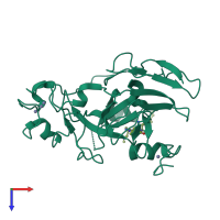 Monomeric assembly 2 of PDB entry 3mo5 coloured by chemically distinct molecules, top view.