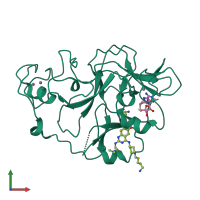 Monomeric assembly 4 of PDB entry 3mo5 coloured by chemically distinct molecules, front view.