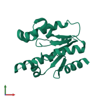 PDB entry 3mrs coloured by chain, front view.