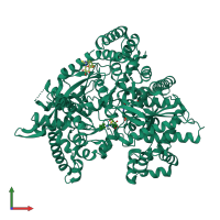 PDB entry 3ms2 coloured by chain, front view.