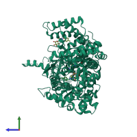 PDB entry 3ms2 coloured by chain, side view.