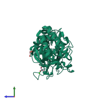 PDB entry 3msn coloured by chain, side view.