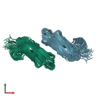 PDB entry 3msp coloured by chain, ensemble of 20 models, front view.