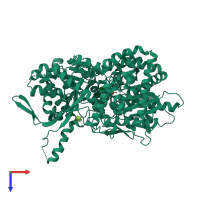 PDB entry 3mt8 coloured by chain, top view.