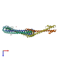 PDB entry 3mtu coloured by chain, top view.
