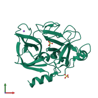 PDB entry 3mu5 coloured by chain, front view.