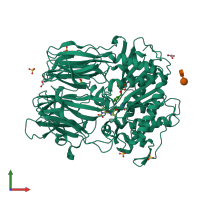 PDB entry 3muo coloured by chain, front view.