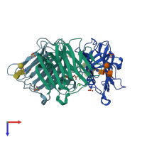 PDB entry 3mw4 coloured by chain, top view.