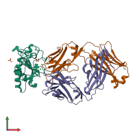 PDB entry 3mxw coloured by chain, front view.