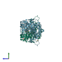 PDB entry 3n19 coloured by chain, side view.