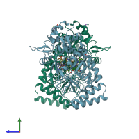 PDB entry 3n5p coloured by chain, side view.