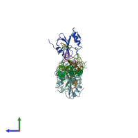 PDB entry 3n84 coloured by chain, side view.