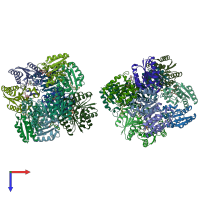 PDB entry 3n87 coloured by chain, top view.