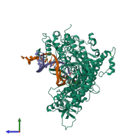 PDB entry 3nae coloured by chain, side view.