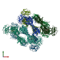 PDB entry 3nhq coloured by chain, front view.