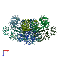 PDB entry 3nhq coloured by chain, top view.