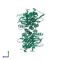 Bacteriophytochrome in PDB entry 3nhq, assembly 1, side view.