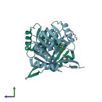 PDB entry 3njr coloured by chain, side view.