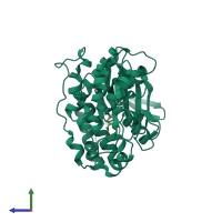 PDB entry 3nnu coloured by chain, side view.