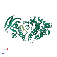 PDB entry 3nnu coloured by chain, top view.