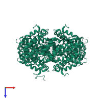 Aminopyrimidine aminohydrolase in PDB entry 3no6, assembly 1, top view.