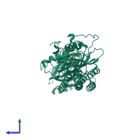 PDB entry 3nou coloured by chain, side view.