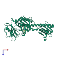 PDB entry 3nou coloured by chain, top view.