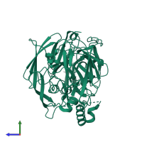 Multicopper oxidase CueO in PDB entry 3nsc, assembly 1, side view.