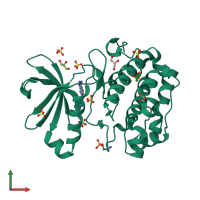 PDB entry 3nun coloured by chain, front view.