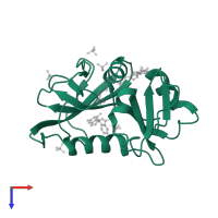 Dihydrofolate reductase in PDB entry 3nxo, assembly 1, top view.