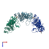 PDB entry 3o07 coloured by chain, top view.