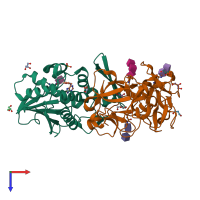 PDB entry 3o5w coloured by chain, top view.