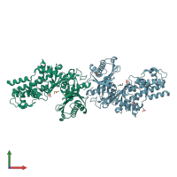 PDB entry 3o6w coloured by chain, front view.
