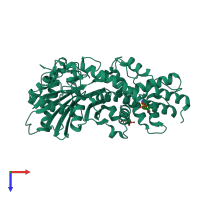 PDB entry 3o80 coloured by chain, top view.