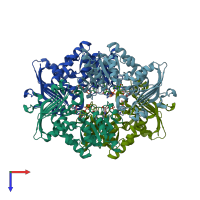 PDB entry 3o9z coloured by chain, top view.