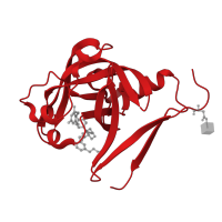 The deposited structure of PDB entry 3oad contains 2 copies of CATH domain 2.40.70.10 (Cathepsin D, subunit A; domain 1) in Renin. Showing 1 copy in chain C.