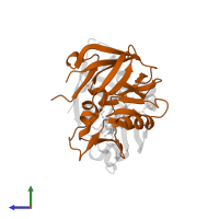 Renin in PDB entry 3oad, assembly 1, side view.