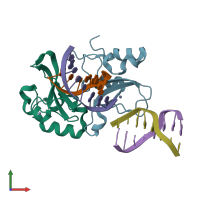 PDB entry 3odc coloured by chain, front view.