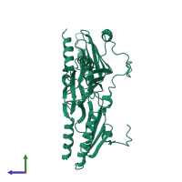 Frataxin homolog, mitochondrial in PDB entry 3oeq, assembly 1, side view.