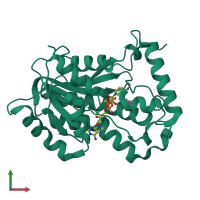 PDB entry 3oey coloured by chain, front view.