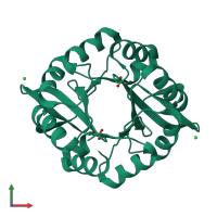 PDB entry 3og3 coloured by chain, front view.