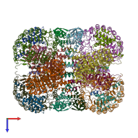 PDB entry 3ogk coloured by chain, top view.