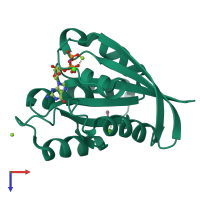 PDB entry 3oiw coloured by chain, top view.