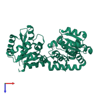 GDP-mannose-dependent monoacylated alpha-(1-6)-phosphatidylinositol monomannoside mannosyltransferase in PDB entry 3okp, assembly 1, top view.