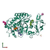 PDB entry 3ole coloured by chain, front view.