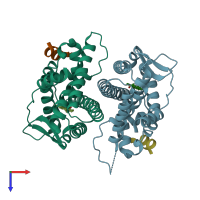PDB entry 3ols coloured by chain, top view.